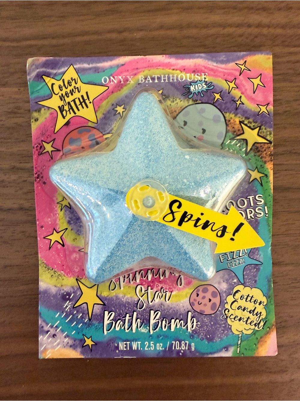 Onyx Bathhouse Kids Spinning Star Bath Bomb Cotton Candy 2.5 oz New